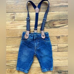 Carter’s sz 3M Denim Jeans with Starry Suspenders !